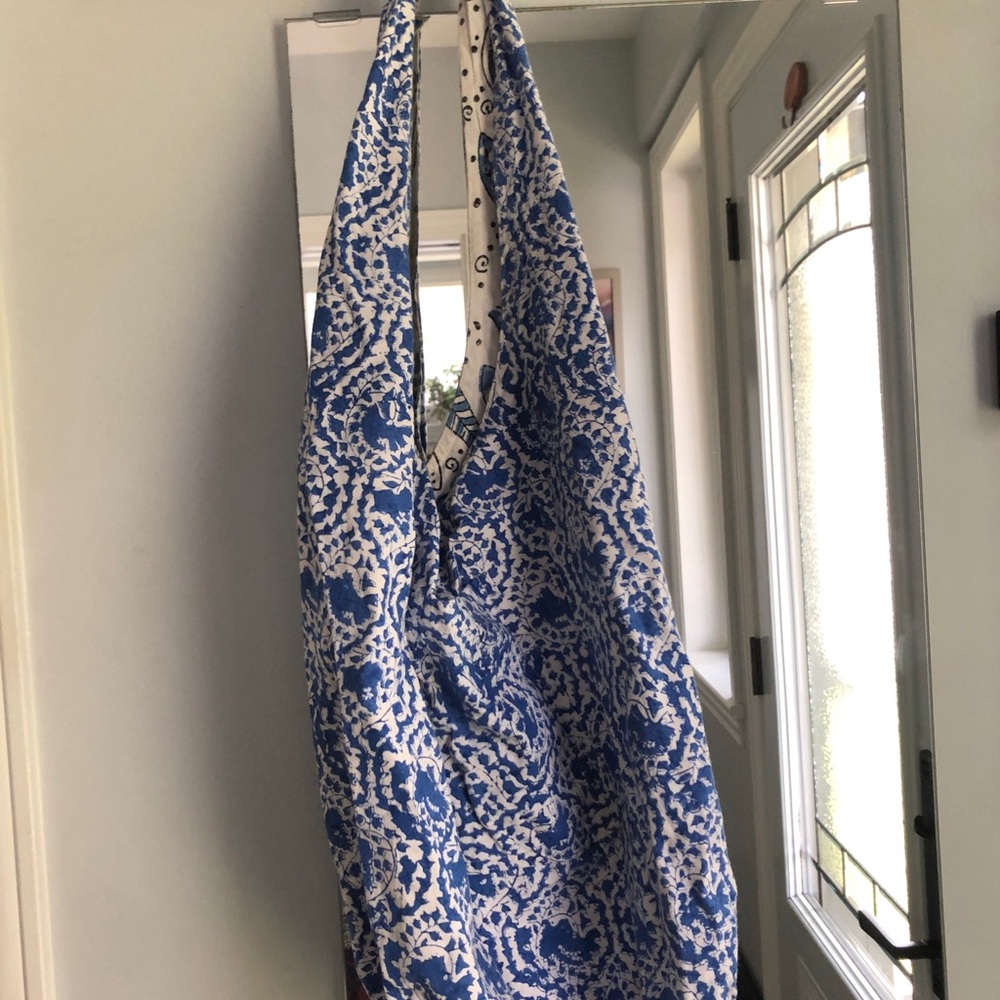 Blue and White Floral Tote Bag